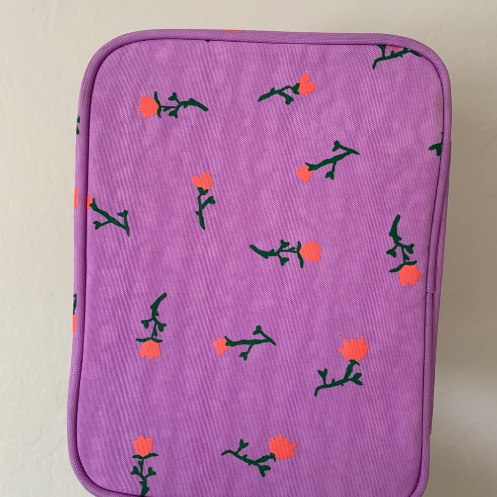BAGGU Purple Floral Cosmetic Bag with Orange & Green Accents - Picture 2 of 6